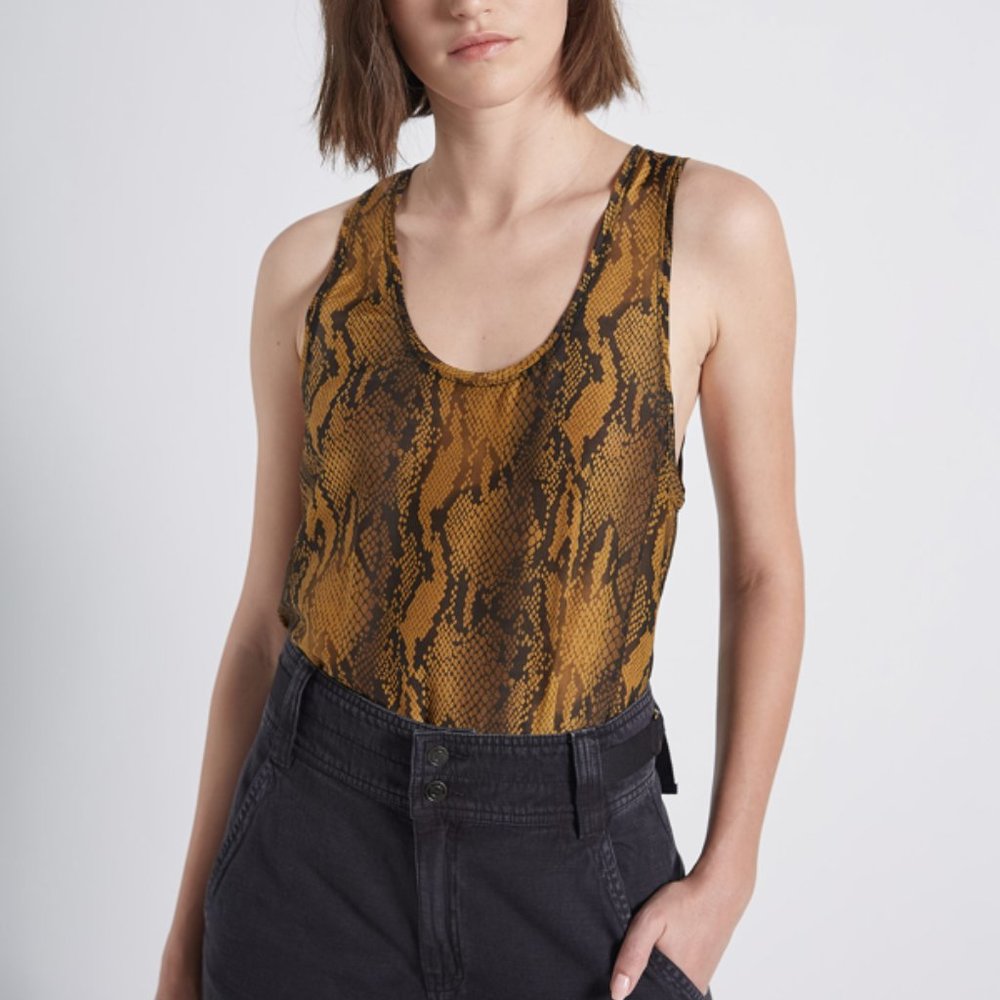 $198 Current Elliott The Bermuda Tank Brown Python